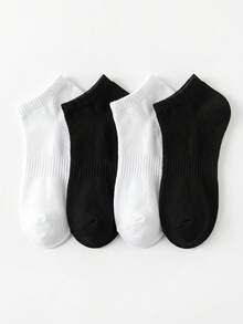 Women's Basic Black & White Short Socks, Soft & Comfortable Casual Socks - Multicolor - View 8
