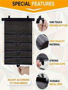 1 pieza Parasol retráctil para coche - Bloquea los rayos UV y oscurece las ventanas, mecanismo de deslizamiento suave, almacenamiento portátil, parasol retráctil resistente para coches, SUV, camiones, accesorio de viaje solo para vehículos estacionados - Retráctil - Ver 4