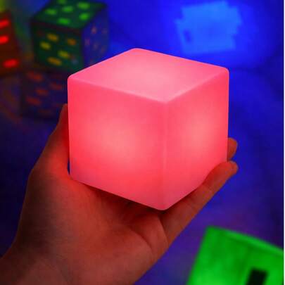 Luz de ambiente de cubo de 14 colores | Decoración del hogar con estilo de juegos de moda, adecuada para mejorar el atractivo visual y la atmósfera relajante de escritorios y dormitorios, luz nocturna con forma de cubo y cambio de color multicolor | Accesorio de decoración del hogar, perfecto para mejorar el estilo visual y crear una atmósfera llamativa en el dormitorio