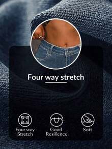 Women's Casual Pocketed Mid-Waist Skinny Flare Jeans - Azul 3 - Ver 7
