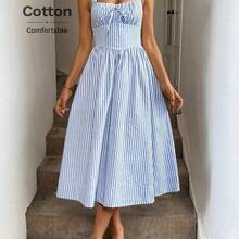 Women Midi Dresses - Black and White - View 7