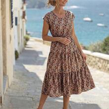 Women's Casual Ditsy Floral Vacation Dress - Verde - Ver 6