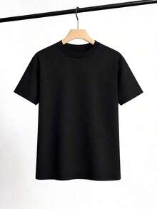 Camiseta Casual Mujer Estilo Relajado con Estampado de Cereza y Lazo Grande Cuello Redondo Manga Corta Primavera Verano Diario - Negro - Ver 2