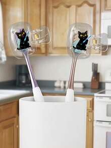 Cat Pattern Toothbrush Holder, Portable Toothbrush Cover Storage Box And Brush Head Protector, Keeps Your Toothbrush Clean And Protects Your Oral Health. Travel Toothbrush Storage Box, Portable Toothbrush Head Protector Clip, Toothbrush Dust Cover, Protects Toothbrush Head, Portable Design For Easy Carrying, Dust-Proof Toothbrush Head Cover Suitable For Travel, Best Gift For Couples, Friends, Family, Teachers, Travel Enthusiasts, Essential For Home And Dorm - Multicolor - View 5