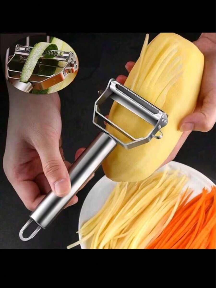 1pc Stainless Steel Multi-Function Grater And Slicer - Rust-Proof, Versatile Fruit & Vegetable Shredder And Slicer, Essential Kitchen Tool, Convenient Chopping - Multicolor - View 1