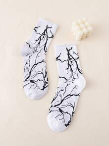 1/2/4/8 Pasang Kaos Kaki Pria Acak Motif Petir Gaya Vintage Streetwear Nyaman Serbaguna - MultiWarna - View 4