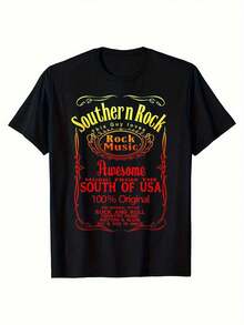 Somer Rock Men's Summer T-Shirt - Thick 100% Cotton Retro Music T-Shirt, Vintage Style, Suitable For Rock Fans, Classic Band Concert T-Shirt, Round Neck, Casual Wear, Gift For Music Lovers, Retro Clothing For All Seasons, Loose And Comfortable For Summer. - Back - View 1