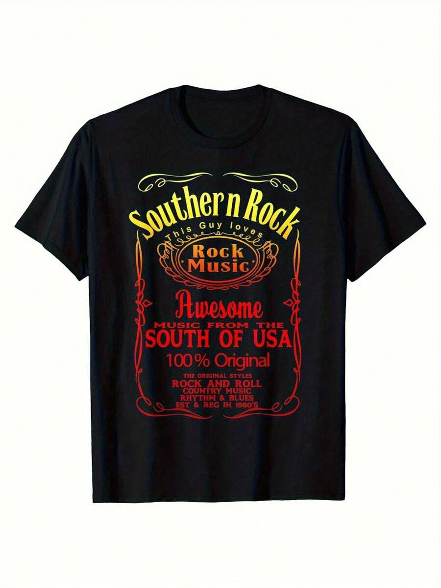Somer Rock Men's Summer T-Shirt - Thick 100% Cotton Retro Music T-Shirt, Vintage Style, Suitable For Rock Fans, Classic Band Concert T-Shirt, Round Neck, Casual Wear, Gift For Music Lovers, Retro Clothing For All Seasons, Loose And Comfortable For Summer. - Back - View 1