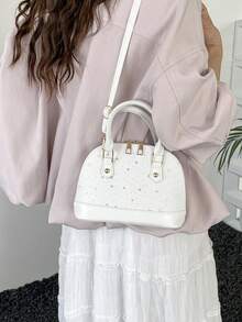 Bolso de mano vintage con conchas, bolso de hombro perfecto y encantador para mujer - Blanco - Ver 2