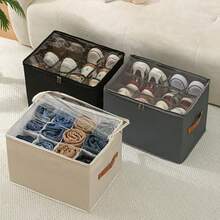 1 Set Foldable Shoe Organizer For Closet , Fits 12 Pairs Large Capacity Shoe Storage Bin , Clear Transparent Shoe Storage Box With Dividers , Zipper Lid And Bottom Support , Space Saving Fabric Shoe Holder With Reinforced Handles , Gray Sturdy Shoe Organizer Case For Bedroom Wardrobe And Entryway , Durable Multi-Purpose Storage Container For Sneakers , Flats And Slippers , Neat Tidy Shoe Arrangement Solution For Home , Apartment And Dormitory Organization - View 12