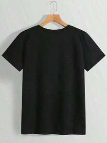 Camiseta de manga corta para mujer con estampado Multi Heart Casual Loose Home Elección perfecta de regalo de cumpleaños o festividad para amigos, familiares, novio o novia - Negro - Ver 2