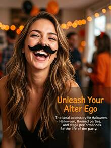 4pcs Fake Mustache Party Decoration Accessories, Natural Wear Effect, Suitable For Theme Parties, Halloween, Costume Parties, Masquerade, Role Playing, Christmas, Thanksgiving - Multicolor - View 3