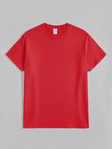 Salty Girl Umbrella Print Round Neck Short Sleeve Tee, 100% Cotton Plus SizeWomenCasual Top, Summer Daily OutdoorStreetwear Graphi Ccute Tees T-Shirt - 紅色 - 查看 3