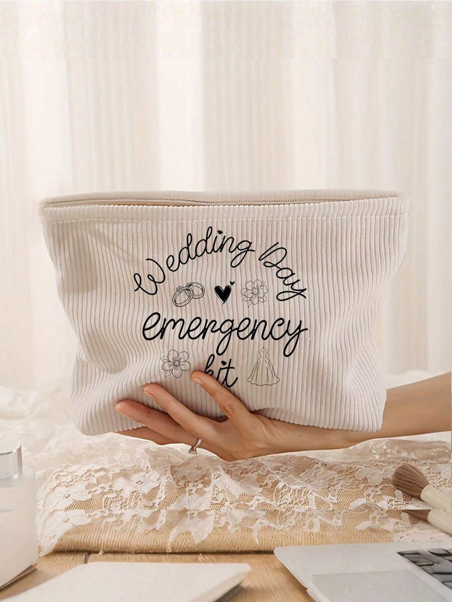 1pc Bridal Makeup Bag, Travel Toiletry Bag, Bridal Party Gift, Gift For Bride, Bridesmaid And Best Friend, Beach Travel Essential - Multicolor - View 1