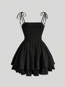 Vestido Con Tirantes Finos Y Estampado Floral Para Mujer - Negro - Ver 2