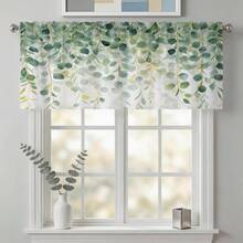 1pc Eucalyptus Watercolor Sheer Curtain, Fresh Translucent Window Curtain Suitable For Children's Room, Size 52 Inches Wide * 84 Inches Long - Green - View 14