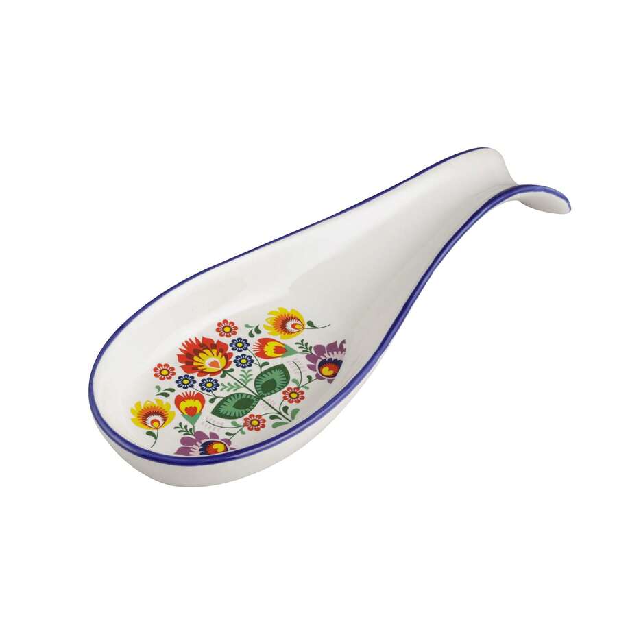 Baroni Home decoratieve keramische lepelhouder, duurzaam en kleurrijk keukenaccessoire, Flora-lijn, 8x22x3 cm - Poggiamestoli - Bekijken 1