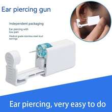 1/2/4/10 piezas Kit de perforación de orejas desechable con pistola de perforación, incluye aretes con diamante azul incorporado para perforación en casa - Dispositivo de perforación de orejas de segunda generación_Septiembre Diamante Azul - Ver 6
