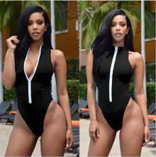European And American Style Sexy Push-Up Bikini Women's One-Piece Zipper Swimsuit - Màu đen (Kiểu B) - Xem 1