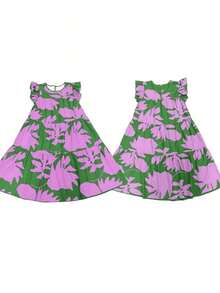 Casual Dress With Floral Print And Ruffled Hem For Spring/Summer Holidays - 紫色 - 查看 4
