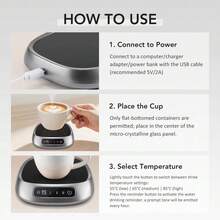 SOKANY Smart Constant-Temperature Coaster With USB Power, Intelligent Timer, 3 Temperature Settings, Fast Heating, Glass-Ceramic Plate, Auto Shut-Off Protection, Compact And Portable. Perfect For Warming Milk, Coffee, Or Warm Water At Home/Office/Travel - Multicolor - View 7
