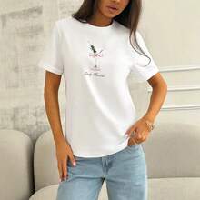 Camiseta de manga corta 100% algodón, casual y elegante, con un estilo relajado, estampado único y divertido, corte holgado, disimula imperfecciones del cuerpo, top estilo hiphop. - Blanco - Ver 5