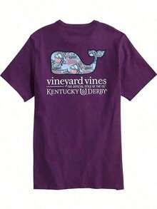 Vineyard Vines Men's Kentucky Derby Sticker Whale Fill Short-Sleeve Pocket Tee Pure Cotton T-Shirt-Fall/Winter Casual Vintage Style Unisex Relaxed Fit Long-Sleeve Crewneck Sweatshirt - 紫色 - 查看 11