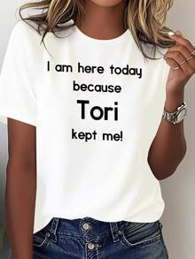 Tori Name Women's Basic T-Shirt - Soft And Breathable - Inspired By The Torii Logo And Print, Relaxed Fit With Round Neck And Short Sleeves, Casual Wear For All Seasons, Machine Washable, Basic Top For Everyday Use - 白色 - 查看 1