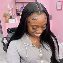 40 Inch 13x6 Straight Lace Front Wigs Human Hair 250% Density Straight Frontal Wig Pre Plucked With Baby Hair Hd Transparent Glueless Bone Straight Wig Brazilian Virgin Hair For Women Natural Black - Natural Black - Xem 5