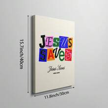 1pc Retro Jesus Saves Wall Art Picture Colorful Typography Christian Prints Canvas Painting Bible Verse Poster Inspirational Religious Decor For Living Room Bedroom Bathroom Wall Decoration Unframed , Framed Or Wooden Hanging Scroll - Pattern - View 12