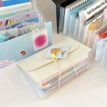 1pc Accordion Bag - Convenient Dopamine Solid Color Collapsible Portable File Organizer With Index Tabs And Expandable Folder, Coupon Storage Book - Multicolor - View 4