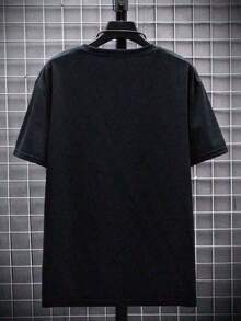 Camiseta casual de manga corta con cuello redondo y estampado gráfico de la Mona Lisa, talla, para verano HXIP - Negro - Ver 3
