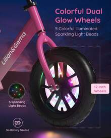Lilian & Gema Bicicleta de Equilibrio para Niños con Iluminación Colorida, 12'' para Niños de 2 a 5 Años con Asiento y Manillar Ajustables, Regalo de Bicicleta para Niños y Niñas - Azul - Ver 4