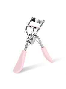 1pc Stainless Steel Eyelash Curler, Makeup Eyelash Curler, False Eyelash Applicator, Makeup Broad Angle Beauty Tool, Soft Texture Won't Pinch Lashes, Long-Lasting Shaping, Comfortable To Use - Pink - View 1
