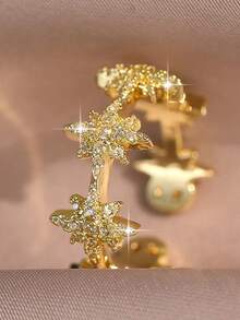 jealous young 1pc Elegant Sparkling Octagonal Cubic Zirconia Open Ring, Gold Plated Jewelry Suitable For Gift, Daily Wear, Party, Vacation, Wedding And Banquet - Octagonal Star - View 5