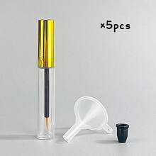 1/5/10个装玫瑰金可填充容器，5毫升透明眼线/睫毛膏空瓶带漏斗，便携式化妆品补充罐 - 金色 - 查看 10