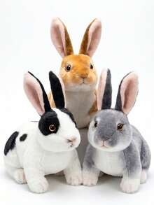 Realistic Plush Rabbit Doll, Soft And Fluffy Stuffed Rabbit Animal, Cute Simulated Rabbit Doll, Comfortable Desk/Sofa Decor, Plush Rabbit Companion Pillow, Novelty Home Decor Gift For Animal Lovers (Multi-Color) - Multicolor - View 6