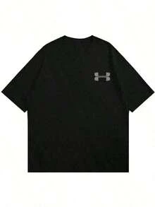 Camiseta de manga corta  con cuello redondo de Navidad.Estilo casual con estampado navideño, cómoda de llevar.Unisex, modelo pareja, camiseta de moda con estampado - Negro - Ver 2