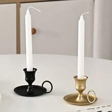 Metal Candle Holder Desktop Candlestick Ornament Candle Holder with Handle Centerpiece Festive Wedding Decoration - A2 - Ver 5