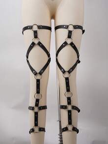 Lady's Sexy Leg Rivet Strap Thigh PU Leather Garter Gothic Costume Accessories For Festival Carnival Outfit - Black - View 5