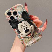 Disney Mickey Mouse Phone Case, Official Disney Character Design, Comic Print Mickey Head Plush Protective Cover. Compatible With IPhone 17, 16, 15, 14, 13, 12, 11 Pro Series, Featuring Mickey's Iconic Head With A Newspaper/Comic Print Texture Against A Background Of Classic Disney Comics, Perfect For Disney Fans And Mickey Lovers To Showcase Their Favorite Character, Ideal For Birthdays, Holidays, Anniversaries, Graduation Gifts, Or Any Special Occasion To Surprise Family, Friends, Classmates, And Loved Ones. - White - View 3