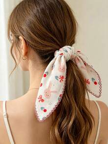 1 Pc Ladies' Soft & Breathable Printed Square Scarf/Headband/Triangle Scarf, With Colorfast Ditsy Floral Pattern, Suitable For Daily Wear For Dress - Multicolor - View 10