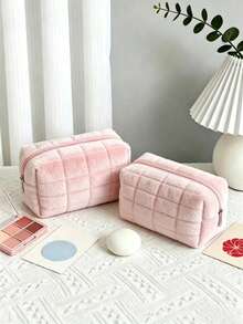 1/4 chiếc túi đựng mỹ phẩm kẻ caro sang trọng, túi đựng đồ vệ sinh cá nhân du lịch cỡ lớn có khóa kéo, túi đựng đồ đa năng, thích hợp để sắp xếp đồ đạc trong nhà, du lịch ngoài trời, công tác (1/4 chiếc tùy chọn), cũng thích hợp cho kỳ nghỉ, bãi biển, phòng tắm, phòng ngủ, dung tích lớn. - Nhiều màu - Xem 20