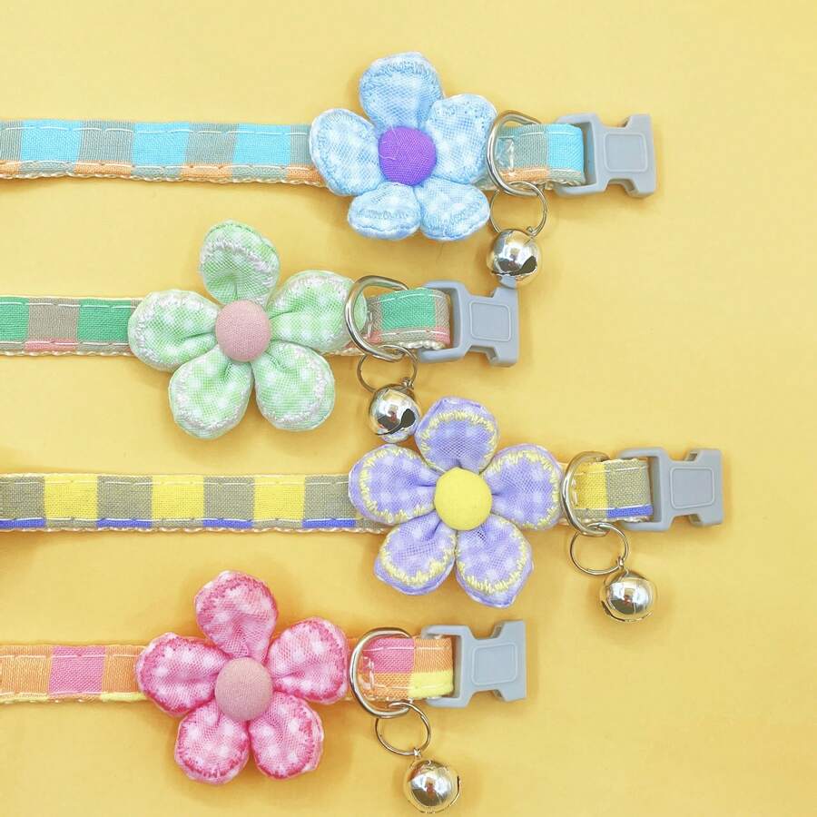 1.0 Vòng cổ cho thú cưng dạng lưới họa tiết hoa, vòng cổ nylon có thể điều chỉnh cho mèo và chó nhỏ. - Nhiều màu - Xem 1