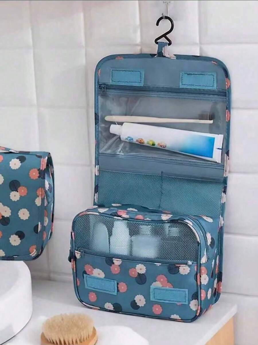 1 Multifunctional Travel Cosmetic Bag, Large Capacity Cosmetic Bag, Double-Layer Waterproof Storage Bag, PU Leather Cosmetic Bag, Portable Toiletry Bag, Travel Essential, Travel Accessories, Cruise Essential, Bathroom Storage Essential