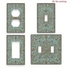 1 pieza Cubierta decorativa de enchufe con patrón floral 2D, placa de interruptor de luz única, económica y fácil de limpiar, adecuada para la decoración del hogar y la oficina, diseño plano 2D - A - Ver 1