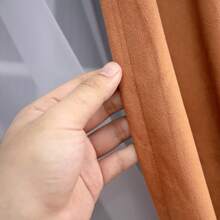 FLYINGCURTAINS 1Set 3PCS Tende oscuranti in velluto minimalista europeo, 140*160cm, con tenda trasparente in pizzo, isolamento termico e riduzione del rumore, tessuto in velluto morbido con drappeggio lussuoso, decorazione elegante per la casa per soggiorno, camera da letto, regalo perfetto per il trasloco - Arancione scuro - Visualizzare 4