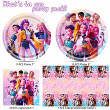 20pcs Hunting & Music Themed Birthday Party Decorations, Including 20 Plates, 20 Napkins And 1 Tablecloth, Suitable For Boys And Girls - View 3