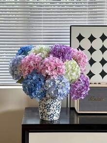 1 Piece Of Artificial Hydrangea, Silk Flower, Fake Flower, Fake Hydrangea, Flower Arrangement, Home Decoration, Wedding Decoration, Party Supplies, Centerpiece, Bouquet, Artificial Flower, Emperor Flower, Decoration, Artificial Flower - Multicolor - View 6