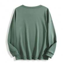 Women's Casual "PARKE" Letter Print Loose Pullover Sweatshirt, Encountering Lazy Fashion. - Green - View 4